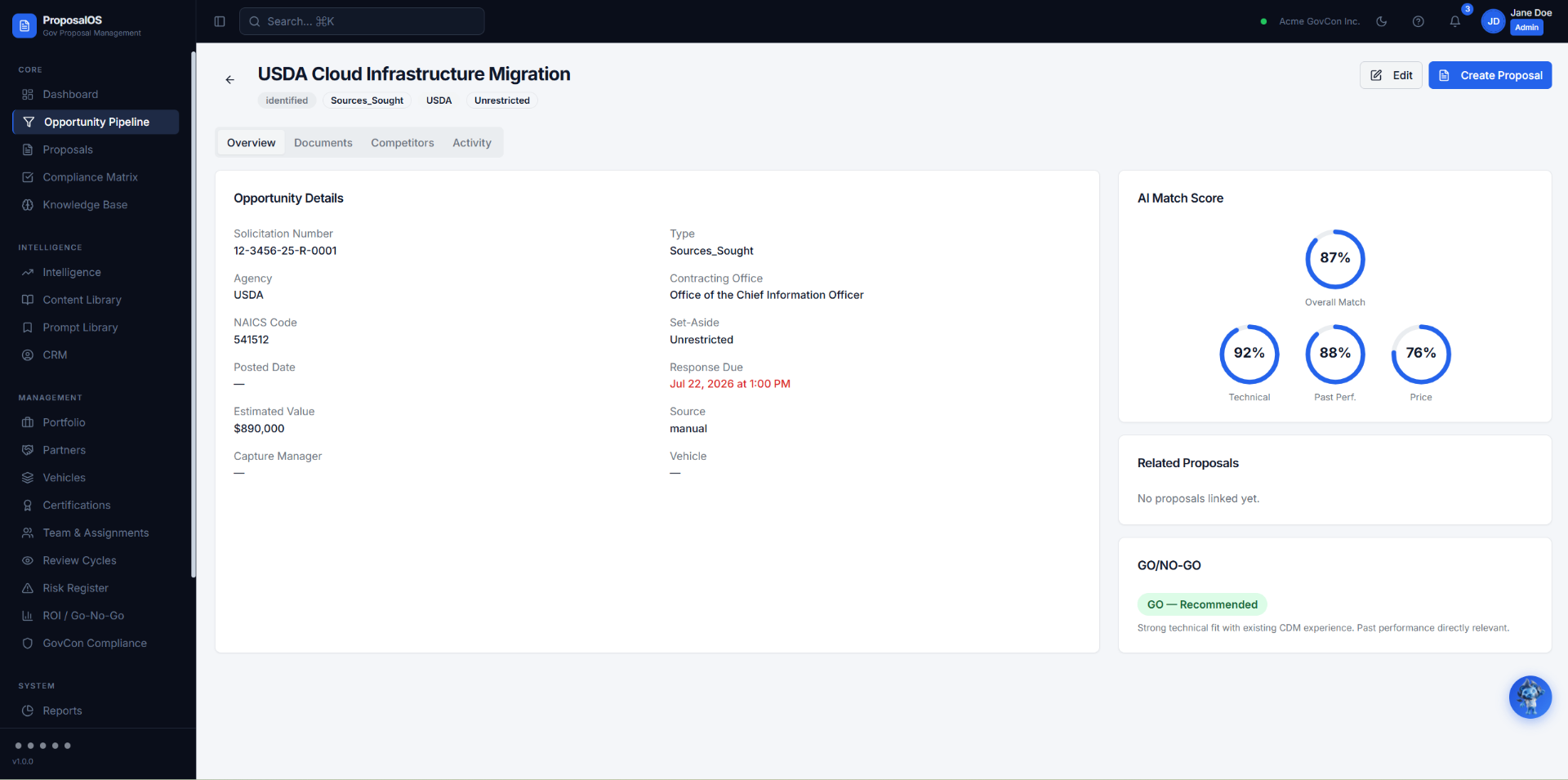 Proposal Platform ProposalOS | The Platform — Complete Proposal Lifecycle